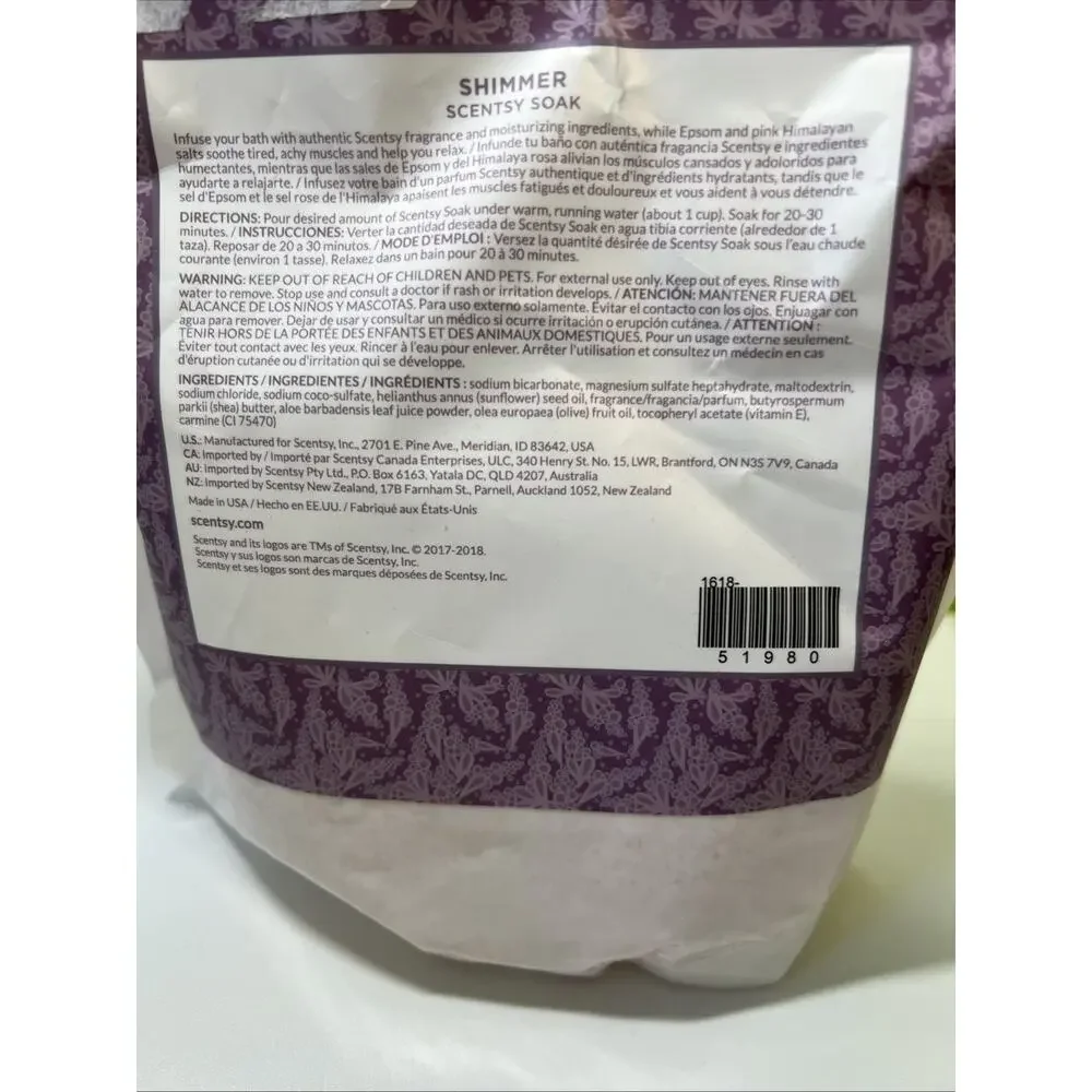 Rare Retired Scentsy Shimmer‎ Bath Soak Epsom Himalayan Salts 2 Lbs New Sealed